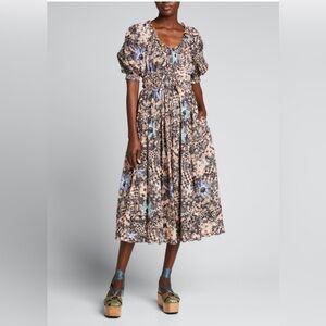 Ulla Johnson Indah‎ Floral-Print Puff-Sleeve Midi Dress